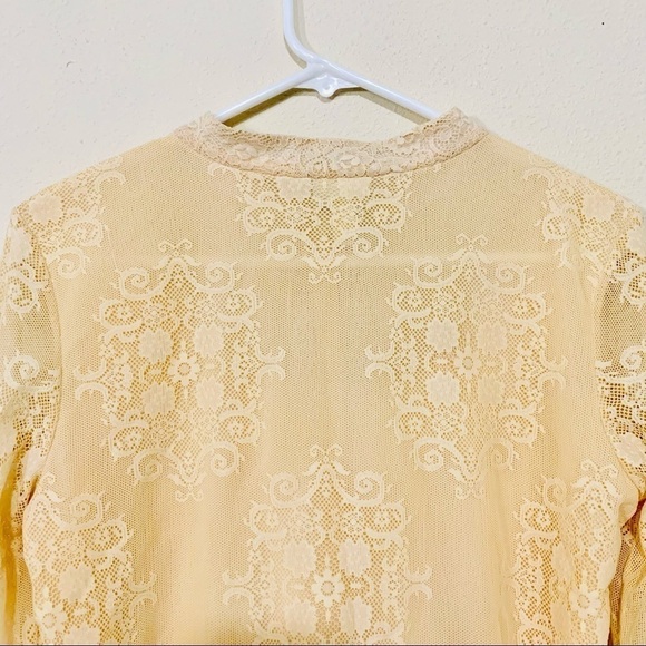 J. JILL cream eyelet lace blouson blouse long sleeves women’s size S - Picture 6 of 8